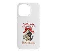 Custodia per iPhone 14 Pro Max Meowy Under The Mistletoe Cute Tuxedo Kitten Christmas