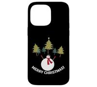 Custodia per iPhone 14 Pro Max Merry Christmas Pupazzo di neve e alberi di pino