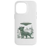 Custodia per iPhone 14 Pro Max Misterioso gatto in cappello Deserto UFO Incontro Vintage Style