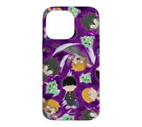 Custodia per iPhone 14 Pro Max Mob Psycho 100 Repeating Chibi Characters on Purple Anime