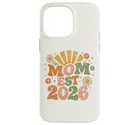 Custodia per iPhone 14 Pro Max Mom Est 2026 Groovy Retro Daisy Flower New Mom Mother's Day