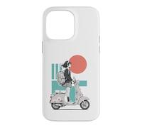 Custodia per iPhone 14 Pro Max Monopattino in stile anime per ragazze Red Sun Teal Retro Ride Art