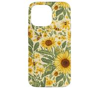Custodia per iPhone 14 Pro Max Motivo giardino girasole con api, design rustico floreale ape