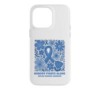 Custodia per iPhone 14 Pro Max Nastro blu floreale "Nobody Fights Alone" del guerriero del cancro al colon