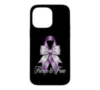 Custodia per iPhone 14 Pro Max Nastro viola feroce e gratuito per la consapevolezza della violenza domestica