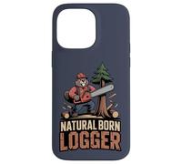 Custodia per iPhone 14 Pro Max Natural Born Logger (castoro con motosega)