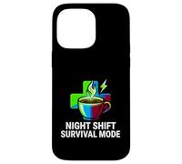 Custodia per iPhone 14 Pro Max Night Shift Survival Mode Nurse Medical Coffee