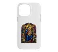 Custodia per iPhone 14 Pro Max Opera d'arte dell'icona cattolica medievale di Mary And Child Angels