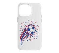 Custodia per iPhone 14 Pro Max Pallone da calcio dinamico, frammenti frantumati, stelle e coriandoli