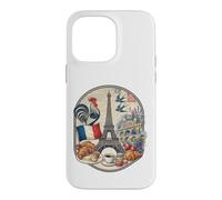 Custodia per iPhone 14 Pro Max Parigi Francia Torre Eiffel Gallo Croissant Caffè Vintage G