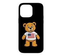Custodia per iPhone 14 Pro Max Patriotic Teddy Bear USA Flag Illustration Graphic Cartoon