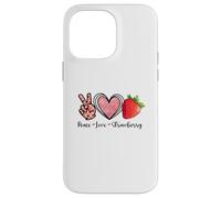 Custodia per iPhone 14 Pro Max Peace Love Strawberry Shirts Farmer Fragole Amante Frutta