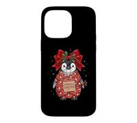Custodia per iPhone 14 Pro Max Pinguino Babbo Natale carta regalo regalo Holly pigna