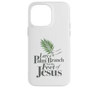 Custodia per iPhone 14 Pro Max Posare un Ramo Di Palma Ai Piedi Di Gesù Disegno Tipografico