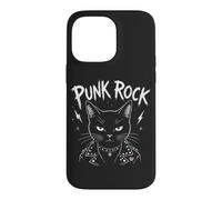Custodia per iPhone 14 Pro Max Punk Rock Cat Black Feline Music Amante Alternativa