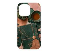 Custodia per iPhone 14 Pro Max Quiet Journal Natura morta per tè e piante