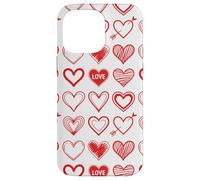 Custodia per iPhone 14 Pro Max Red Hearts Love Doodle Pattern Cupid Arrow Valentine