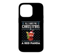Custodia per iPhone 14 Pro Max Red Panda All I Want For Christmas Fun Brutto Natale maglione divertente