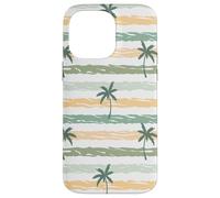Custodia per iPhone 14 Pro Max Retro Palm Tree Pattern Design Beach Tan Verde Bianco