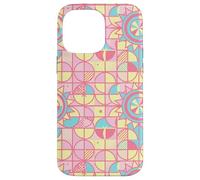 Custodia per iPhone 14 Pro Max Retro Pink and Yellow Geometric Floral Pattern Girly Pastel