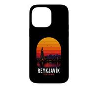 Custodia per iPhone 14 Pro Max Reykjavik Islanda Retro Nordic Northern Lights Montagne Sci
