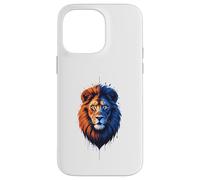 Custodia per iPhone 14 Pro Max Ritratto di leone con colori divisi