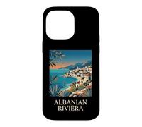Custodia per iPhone 14 Pro Max Riviera Albanese Villaggio costiero Retro Travel Design