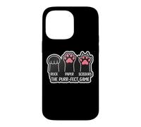 Custodia per iPhone 14 Pro Max Rock Paper Scissors The Purr-fect Gioco Amante del Gatto