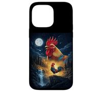 Custodia per iPhone 14 Pro Max Rooster Howling to The Moon Vintage Funny Rooster