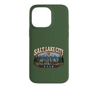 Custodia per iPhone 14 Pro Max Salt Lake City, Utah, design vintage con montagna panoramica