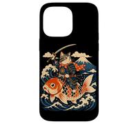 Custodia per iPhone 14 Pro Max Samurai Cat Equitazione Koi Anime Guerriero Giapponese Arte