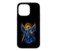Custodia per iPhone 14 Pro Max San Michele Blu Celeste Angelo Spada Scudo Arte Sacra