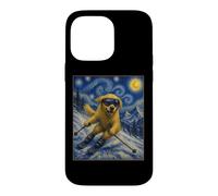Custodia per iPhone 14 Pro Max Sci Golden Retriever Art Sciatore Cane su Ski Hill