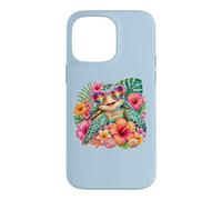 Custodia per iPhone 14 Pro Max Sea Turtle Hawaiian Flowers Vacation Beach Summer