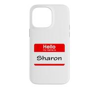 Custodia per iPhone 14 Pro Max Sharon, targhetta con scritta "Hello My Name is Name"