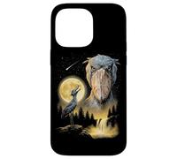 Custodia per iPhone 14 Pro Max Shoebill Cicogna Ululando alla Luna Strano Meme Divertente Anni '90 Uccello