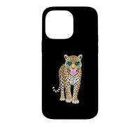 Custodia per iPhone 14 Pro Max Simpatica pantera con occhiali a forma di cuore in gomma da masticare Sassy Animal Art