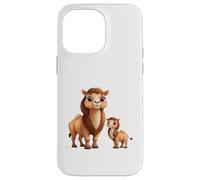 Custodia per iPhone 14 Pro Max Simpatico design a forma di cammello con mamma e bambino
