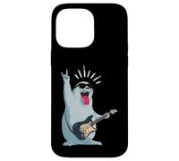 Custodia per iPhone 14 Pro Max Simpatico sigillo Rockstar che suona la chitarra divertente design animale