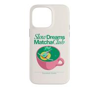 Custodia per iPhone 14 Pro Max Slow Dreams Matcha Club Estetica Retro Amante del Tè Verde