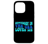 Custodia per iPhone 14 Pro Max Somebody in The USA Loves Me Modern Boho Vibe