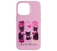 Custodia per iPhone 14 Pro Max Super cute gatti neri con cuori rosa amore migliore gatto mamma mai