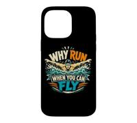 Custodia per iPhone 14 Pro Max Swim Team Butterfly Perché correre quando si può volare umorismo