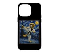 Custodia per iPhone 14 Pro Max Taekwondo Golden Retriever Art Coreano Tae Kwon Do Dog