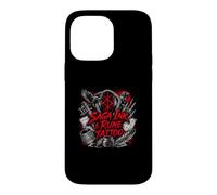 Custodia per iPhone 14 Pro Max Tatuaggio Saga Ink Rune Viking Norse Ravens Skull