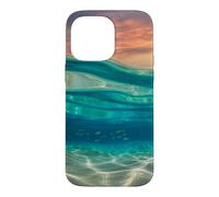 Custodia per iPhone 14 Pro Max Teal Ocean Tramonto Accessori per telefono Tropical Water Art