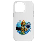 Custodia per iPhone 14 Pro Max Tiki Man Shark Selfie - Isola divertente Ocean Vibes Tropical