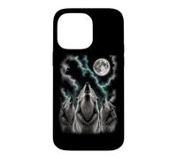Custodia per iPhone 14 Pro Max Tre lupi che ululano alla luna Wildlife Wolf Pack Outdoor