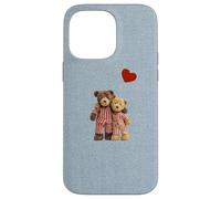 Custodia per iPhone 14 Pro Max Valentine Vintage Cute Teddy Bear Denim Nostalgico Minimal
