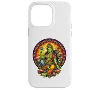 Custodia per iPhone 14 Pro Max Vetro colorato antica Dea buddismo tibetana Tara verde